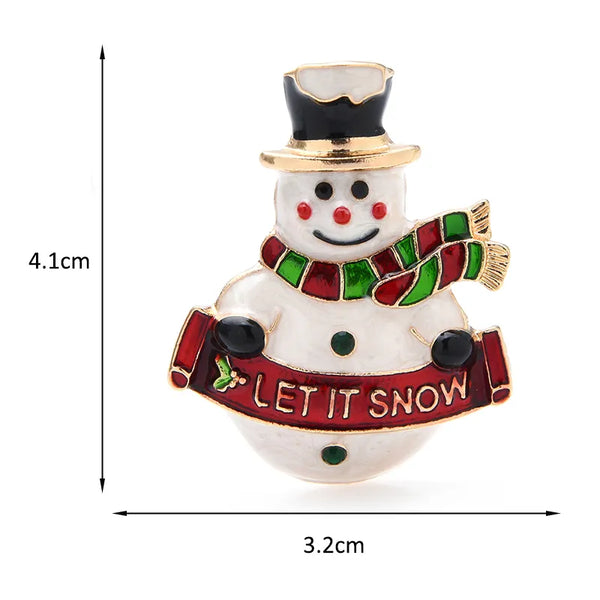 Wuli&baby Enamel Happy Snowman Brooches For Women Men Christmas New Year Gifts Brooch Pins