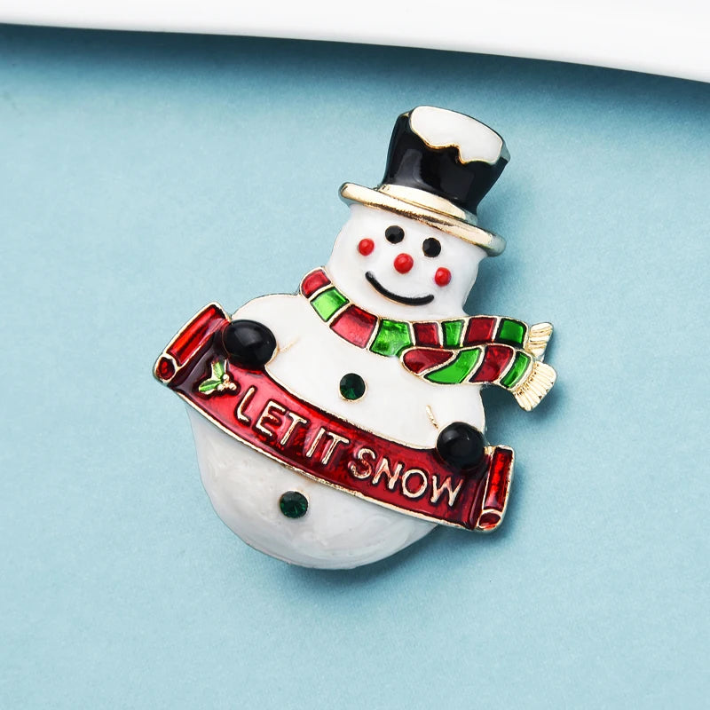 Wuli&baby Enamel Happy Snowman Brooches For Women Men Christmas New Year Gifts Brooch Pins