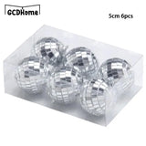 6/12PCS Mirror Ball 2/3/4/5cm Christmas Tree Ornaments Bar Disco Ball Mirror Balls Hanging Cake Home Party DIY Decoration Gift