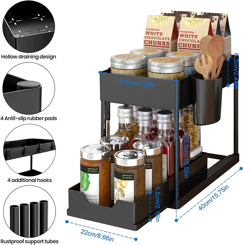 under sink organizer,under the sink pull out drawer,2 tier shelf,2-tier under sink organizer,under the bathroom sink organizer