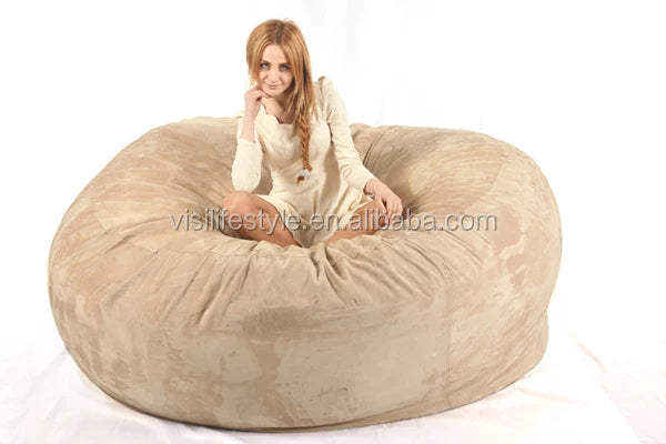 A large, comfortable bean bag bed designed for adults, showcasing its giant size and cozy appearance. The image highlights various options for affordable bean bag beds, emphasizing their versatility and appeal for relaxation and lounging."
